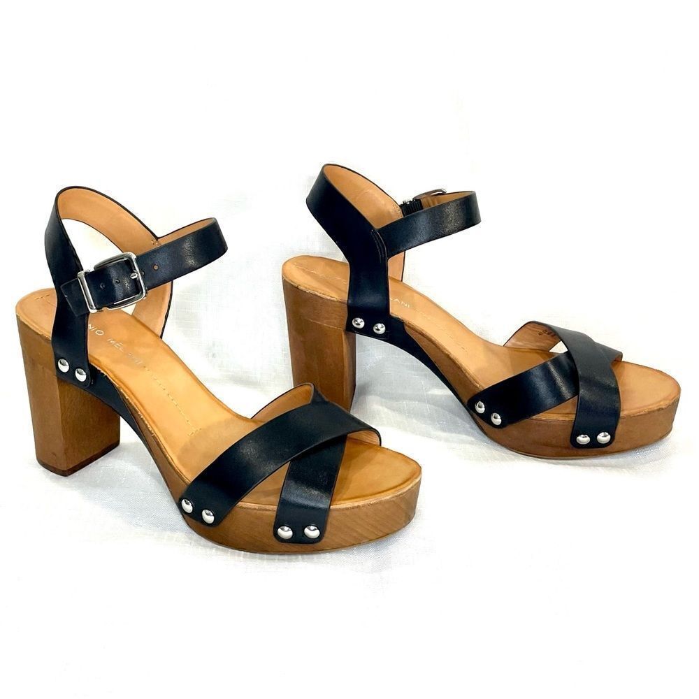 Antonio Melani  Leather Block Heeled Platform Sandals Size 9 Catalyni